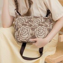 日本製-尾州織 漫步玫瑰園斜背包側背包-白玫瑰