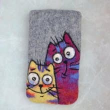 定製手機招財貓保護套毛氈純素手機袋女孩手機套