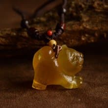【吉望】天然琥珀金絞蜜生肖狗精雕項鏈