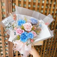 寶貝粉撞色花束 永生花 性別趴 情人節 告白 畢業 求婚 附提袋