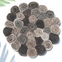 羊毛氈彩虹 隔熱墊 鍋墊 羊毛氈鍋墊-漩渦大理石巧克力色圓型鍋墊