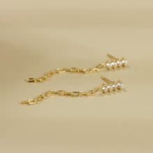 s925銀日系簡約耳釘 清新百搭日常溫柔鏈條耳釘 女生耳釘禮物推薦