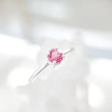 / 薄桜 / 圓形粉紅碧璽925純銀戒指