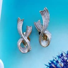 Vintage Jewelry 西洋古董飾品 精緻銀絲緞帶 夾式耳環