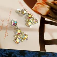 vintage jewelry  古董極光萊茵垂墜三稜夾式耳環