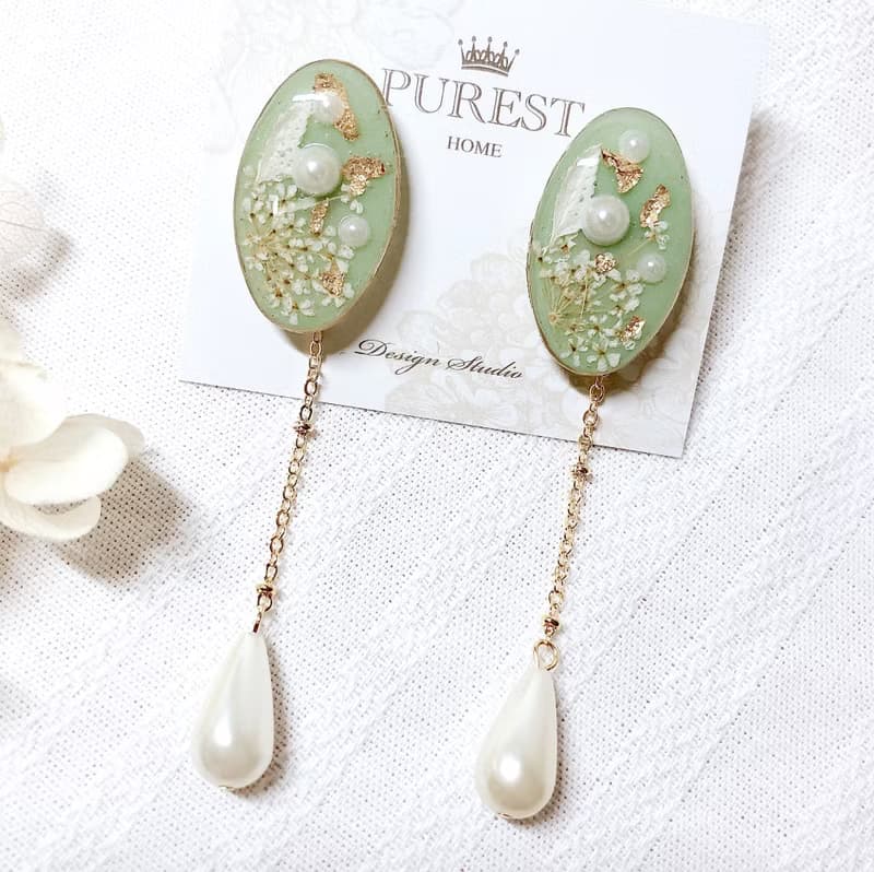 PUREST HOME 翡翠の戀 不凋花(可拆式)垂墜耳環/附禮盒
