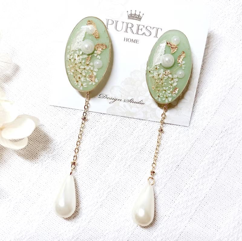 PUREST HOME 翡翠の戀 不凋花(可拆式)垂墜耳環/附禮盒