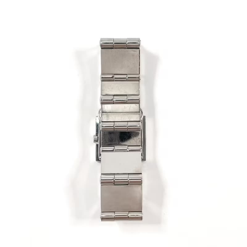 【日本直送 中古美品】グッチ GUCCI 腕時計 600L ステンレススチール シルバー ブラック文字盤 クオーツ スクエア