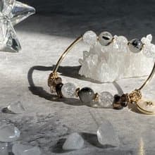 【奧德修斯的勳章。手鍊】黑髮晶、白爆花晶、茶水晶|水晶輕珠寶