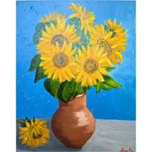 向日葵花束原創牆面花卉靜物藝術作品 作者 RinaArtSK