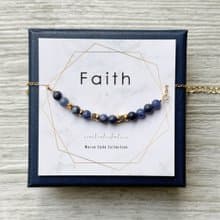天然石系列 | 摩斯密碼 Faith 信念 藍紋石 天然石手鍊 生日禮物