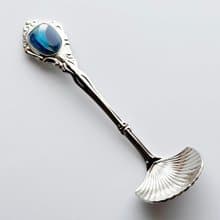 アンティークシュガースプーン【Marine Blue】七宝焼のスプーン 純銀胎有線七宝
