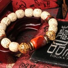 精工星月菩提子10x10mm鼓珠 火焰紋南紅瑪瑙隔珠 菩提子手珠手環