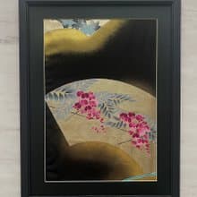 色打掛からつくるアートパネル　vintage 友禅着物 和モダン 和風インテリア プレゼント 花柄 結婚祝 新築祝 長寿祝 縁起物 額装インテリア　24