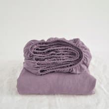 Mauve linen fitted sheet / Softened linen bed sheet / Deep pocket