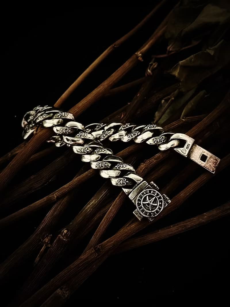 【圖騰系列】古巴手鍊/純銀/黑曜石