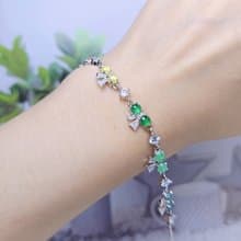 |轉運彩虹仙女|A貨翡翠冰玻多寶彩虹蛋面4mm純銀蝴蝶結手鏈