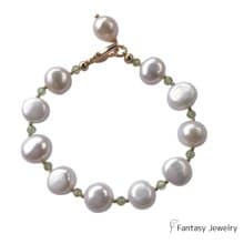 天然橄欖晶綴巴洛克珍珠手鍊