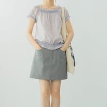 【丁香紫】法式復古/縮褶刺繡/泡泡袖棉質小衫