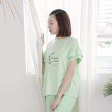 MIT有機棉蛋糕袖居家服-綠/禮物