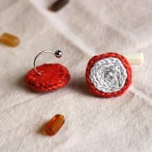 刺繡耳環 202 快樂珊瑚 / 耳夾款