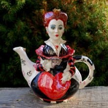 Handmade porcelain teapot, Alice in Wonderland ,Red Queen ,Teapot figurine