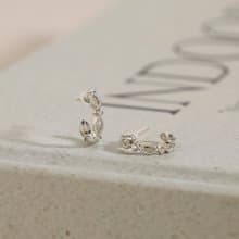 classical crescent pierced earring SV　ニッケルフリークリスタルポストピアス　おしゃれなシンプルデザイン 　シルバー