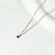 石榴紅生日石項鍊/316醫療鋼項鍊 誕生石 鎖骨鍊 14K金色 項鍊