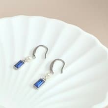 深藍 天然淡水珍珠 極光炫彩 純銀 耳環