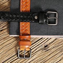 男士真皮腰帶 高檔編織皮帶 義大利植鞣革 商務休閒牛皮褲帶 禮物