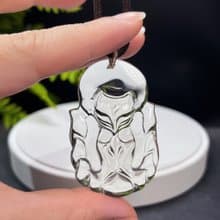 玻璃體黃水晶吊墜 立體手雕九尾狐仙 冰透檸檬黃水晶 自信平穩