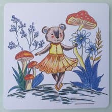 Teddy Bea Postcard Fall Animal Funny Collectible Fine Art Card Printable