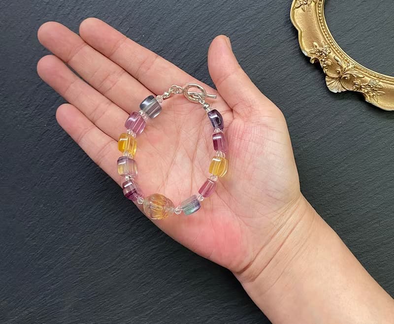 螢石 白水晶 螢石龍龜  招 財運 保平安 避邪 純銀 手鍊