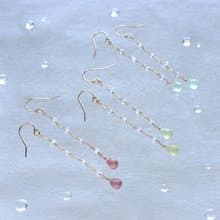 14KGF 草莓/葡萄/檸檬×赫基蒙水晶 天然石耳環 夏日果汁 長款