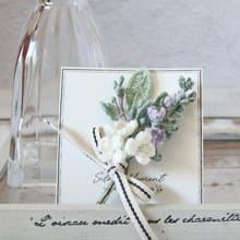 迷迭香繡球花 花束胸針 日本麻線 鉤針編織