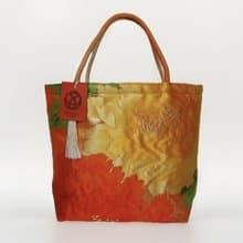 獨一無二真絲和服袋帶托特包, 日本手工刺繡升級改造包, 和風藝術