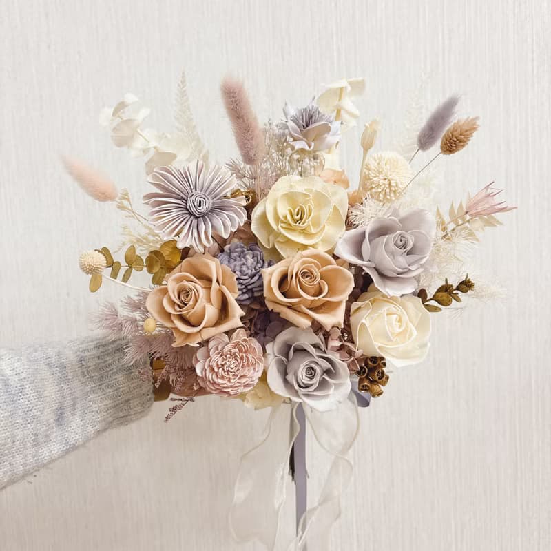 永生捧花-迷霧夢幻婚禮捧花 永生花束 乾燥花 婚禮yuflorist