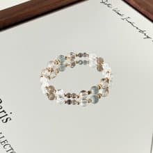 /霧的輪廓/黑金骨幹 藍兔毛 閃靈膠花 白水晶 馬島月光石 黑金超