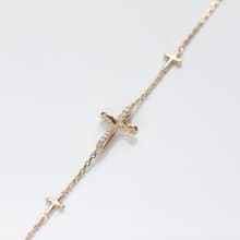 18K 金線條十字架手鍊