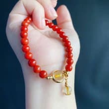 南紅瑪瑙 鈦晶 設計款 手鍊 天然石 禮物 閨蜜 喜氣洋洋