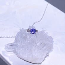天然丹泉石 天然寶石 小戒指造型寶石項鍊 0.50克拉 925純銀