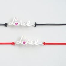 ルビー) Love 紐 ブレスレット シルバー925