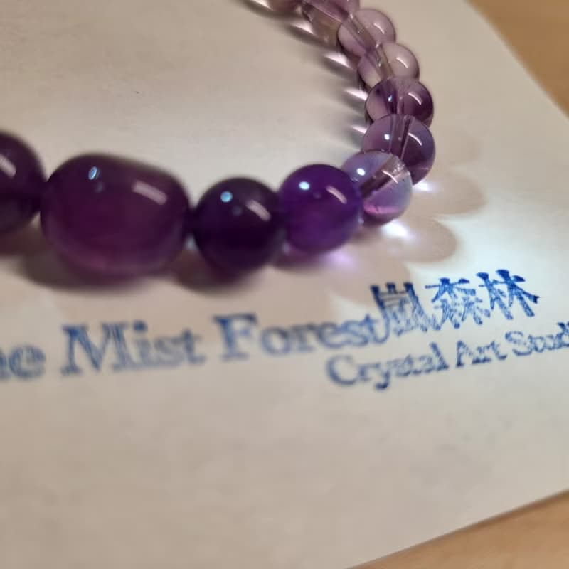 •優雅• 漸層紫水晶帶超七 設計款水晶手串