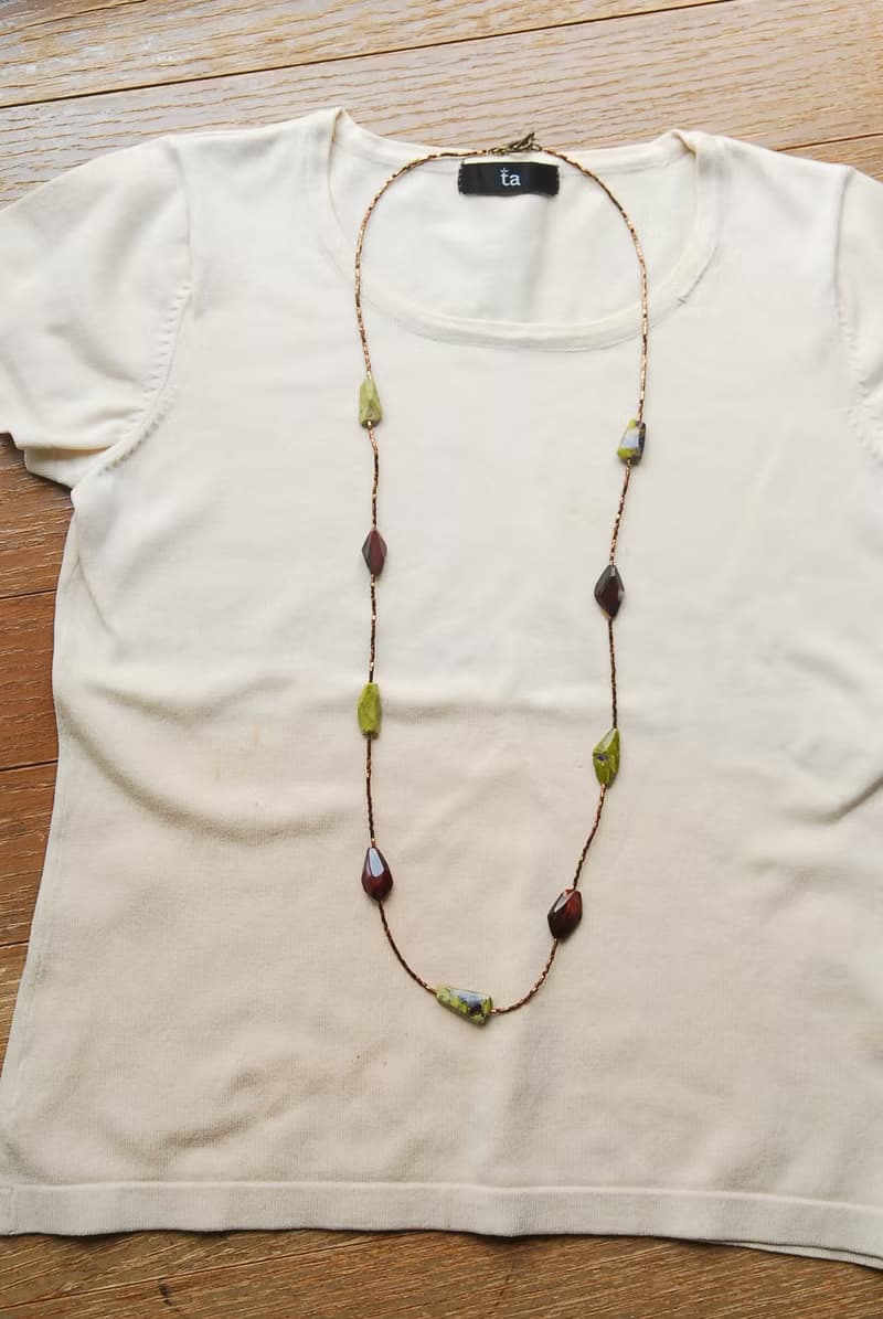 再販　ムーアカイトタンブルとアトランティサイトの秋色ネックレス