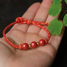 春秋手作繩編 | 新年紅繩 | 高含量8mm帝王砂 沙金隔珠 | 吉祥年