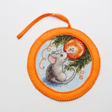 Christmas decoration ball with mouse ; Christmas souvenir ; holiday decor