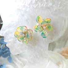 吉維尼的春天油畫風水晶花樹脂耳環