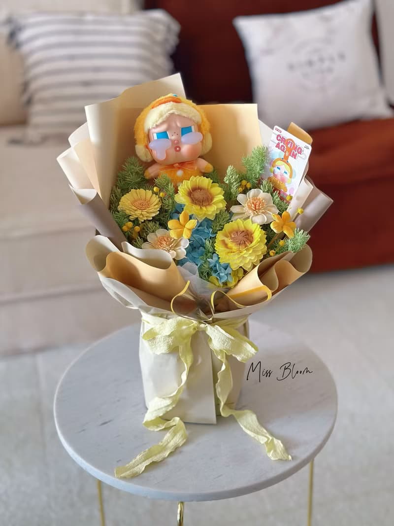 哭娃擴香永生花花束 畢業花束  情人節 告白