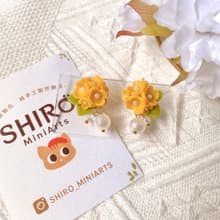 朵朵黃花珍珠耳環 | 黏土耳環