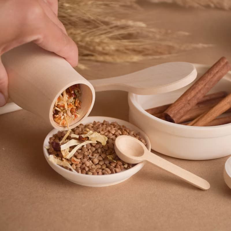 Wooden Play Kitchen Dishes Set Toy for Toddlers
